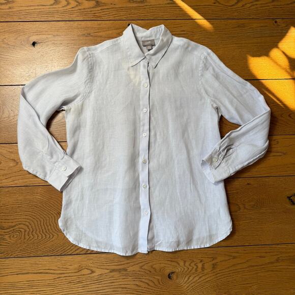 J. Jill Women Linen Button Up Shirt SZ XSP Lavender Classic Casual Breathable - Picture 1 of 6
